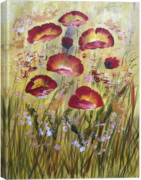 Poppy Meadow Canvas Print by Penelope Hellyer