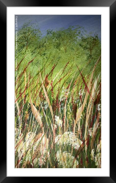 Tree edged meadow Framed Mounted Print by Penelope Hellyer