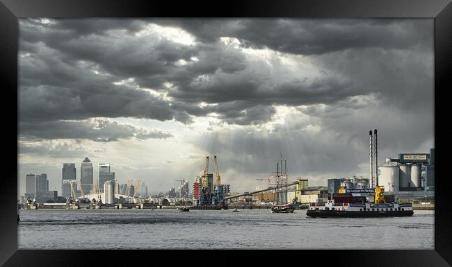 dramatic sky over river thames Framed Print by tim miller