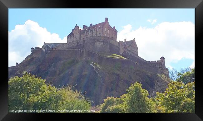 Edinburgh Castle on the rockface Framed Print by Fiona Williams
