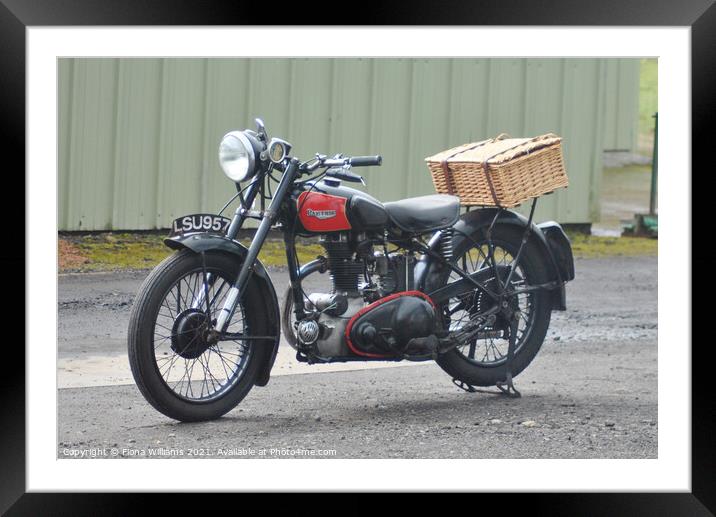 Panther motorbike and basket Framed Mounted Print by Fiona Williams