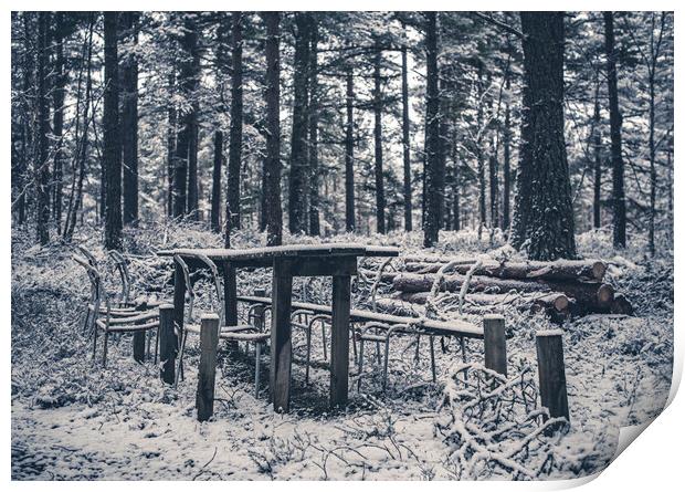 Abandoned Table in the Woods Print by Duncan Loraine