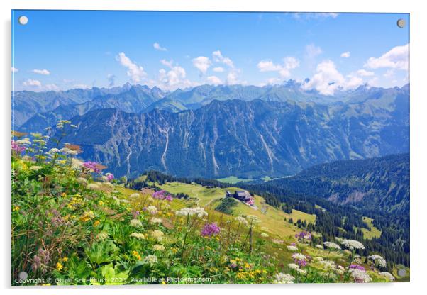 Alpine Panorama - Fellhorn View of the Allgaeuer M Acrylic by Gisela Scheffbuch