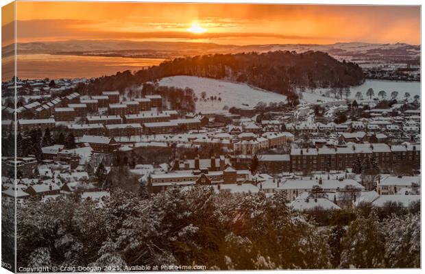 Snowy Dundee Sunset Canvas Print by Craig Doogan