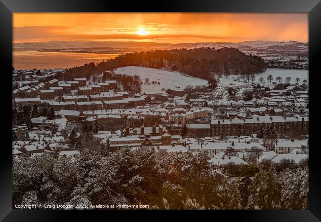 Snowy Dundee Sunset Framed Print by Craig Doogan