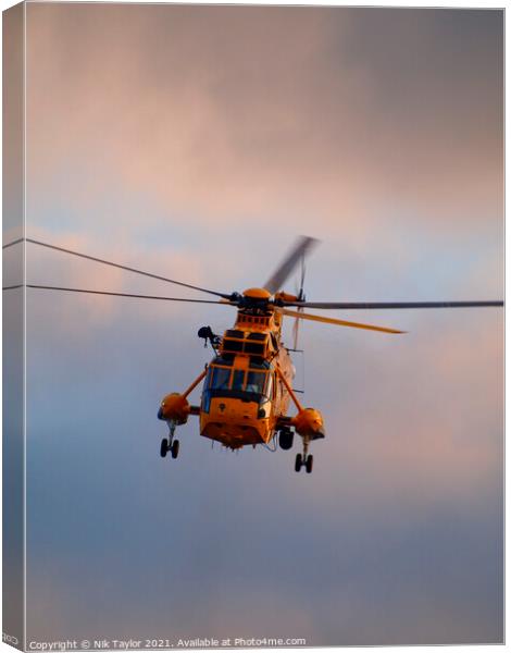 RAF Air Sea Rescue Helicopter. Canvas Print by Nik Taylor
