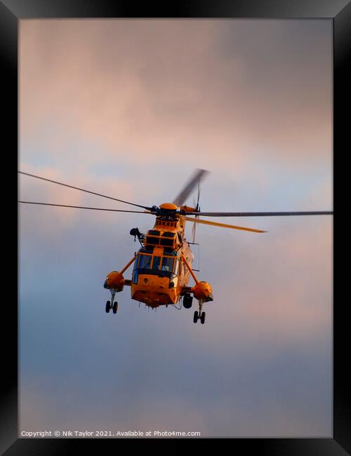 RAF Air Sea Rescue Helicopter. Framed Print by Nik Taylor