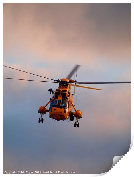 RAF Air Sea Rescue Helicopter. Print by Nik Taylor