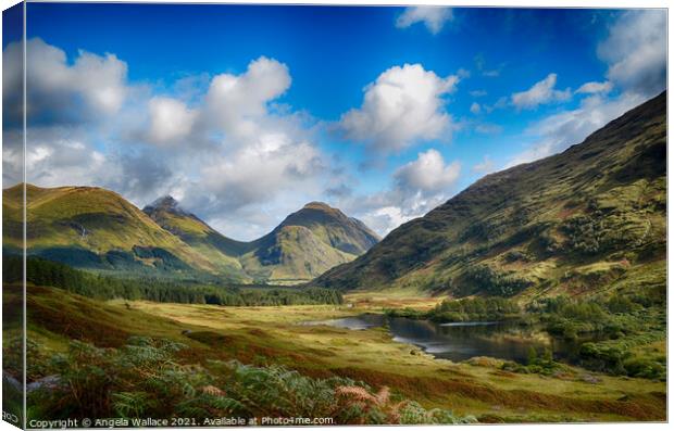 Mountain views at Glen Etive Canvas Print by Angela Wallace
