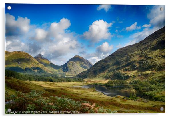 Mountain views at Glen Etive Acrylic by Angela Wallace