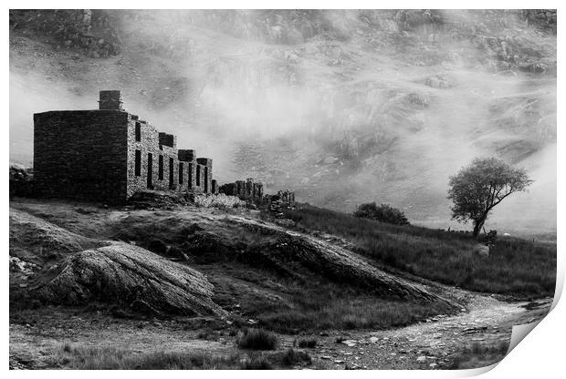 Cwmorthin terrace in Black and White Print by Rory Trappe