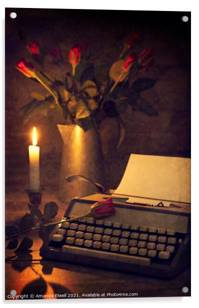 Vintage Typewriter Still Life Acrylic by Amanda Elwell