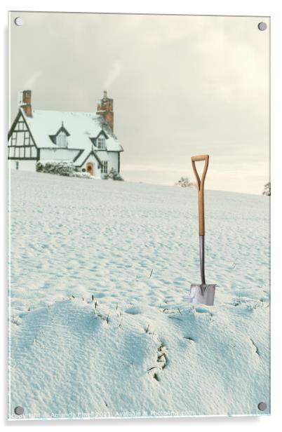Digging Out Snow Acrylic by Amanda Elwell