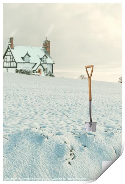Digging Out Snow Print by Amanda Elwell