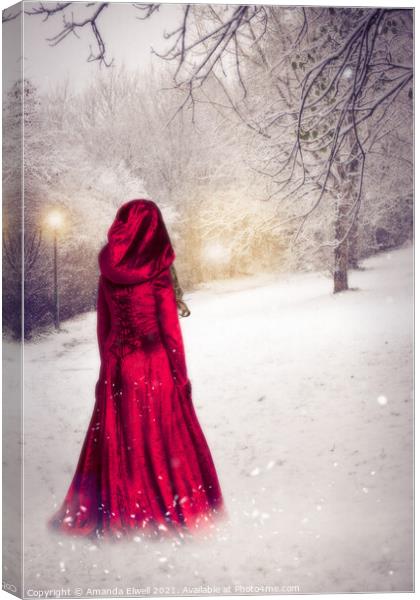 Woman In Red Robes Canvas Print by Amanda Elwell