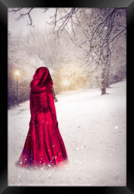 Woman In Red Robes Framed Print by Amanda Elwell