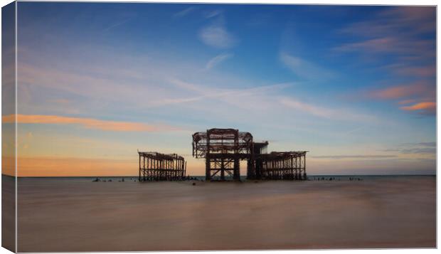 Sunrise Old Brighton Pier Canvas Print by Clive Eariss