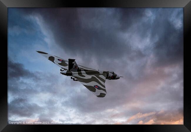Vulcan Bomber Framed Print by kathy white