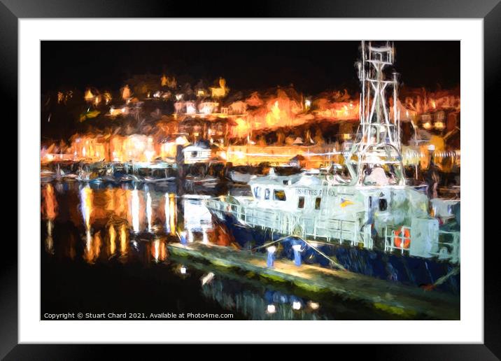 Whitby Harbour Fisheries Patrol Boat Framed Mounted Print by Stuart Chard