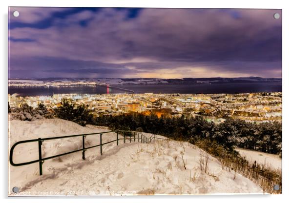 Dundee Snowy Cityscape Acrylic by Craig Doogan