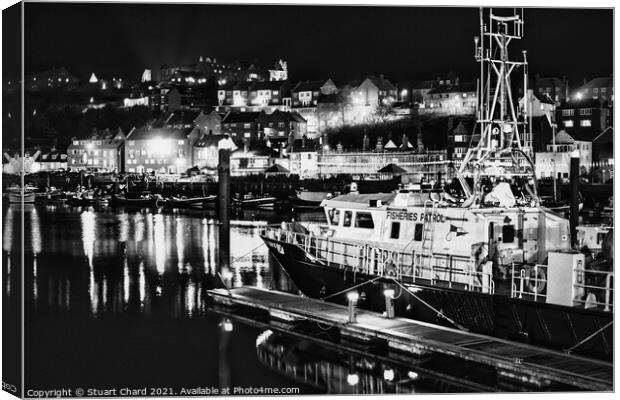 Black and white photograph of Whitby harbour at ni Canvas Print by Travel and Pixels 