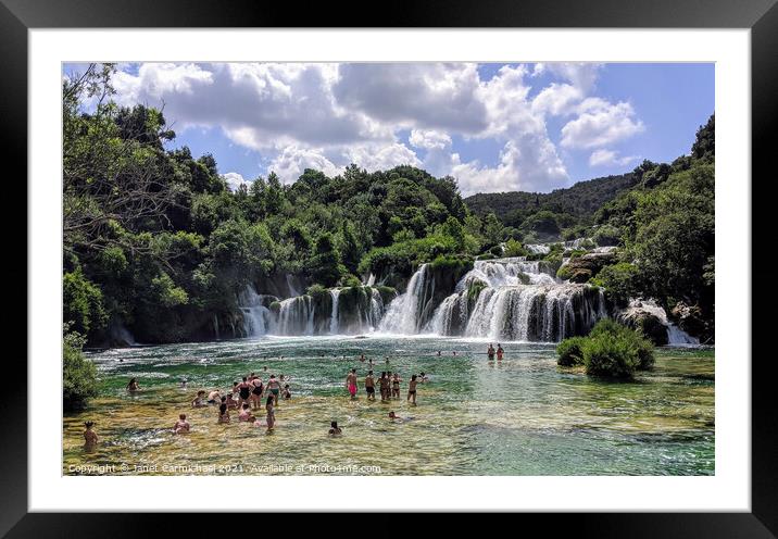 Serene Beauty of Krka Waterfalls Framed Mounted Print by Janet Carmichael