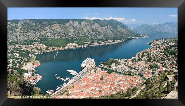 Majestic Kotor Aerial View Framed Print by Janet Carmichael