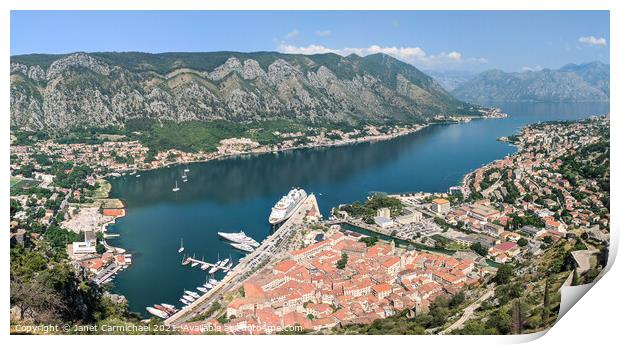 Majestic Kotor Aerial View Print by Janet Carmichael