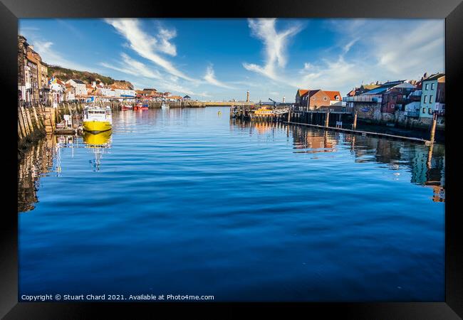 Scenic view of Whitby harbour at sunrise Framed Print by Travel and Pixels 