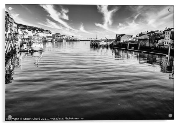 Scenic view of Whitby harbour at sunrise Acrylic by Travel and Pixels 