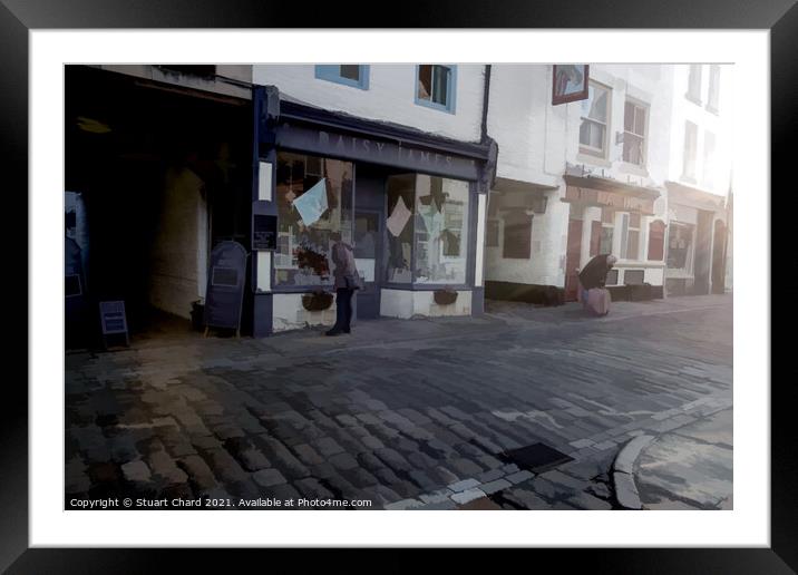 Whitby street and shops Framed Mounted Print by Travel and Pixels 