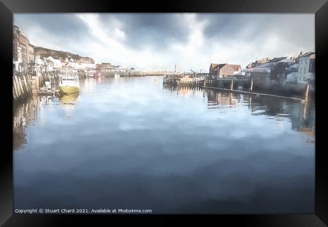 Whitby Harbour and boats Framed Print by Stuart Chard