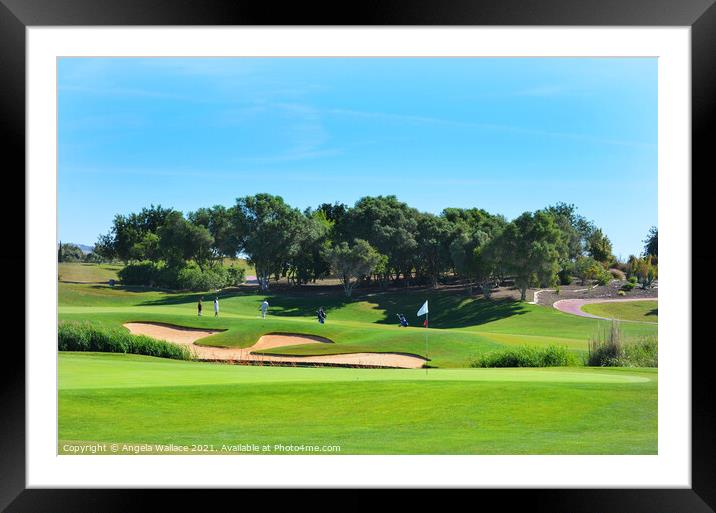 On the Green at Oceanico Golf Vilamoura  Framed Mounted Print by Angela Wallace