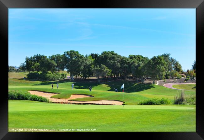 On the Green at Oceanico Golf Vilamoura  Framed Print by Angela Wallace