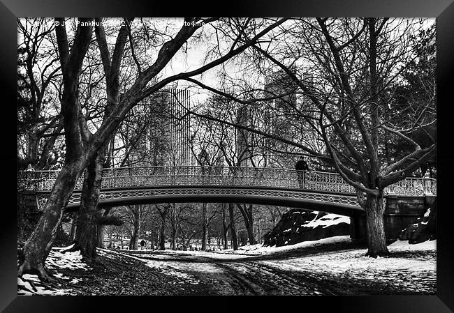 Winter Wonderland with an NYPD Hero. Framed Print by Jonathan Pankhurst