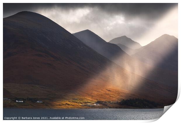 Isle of Skye   Red Cuillin Sunbeam  Print by Barbara Jones