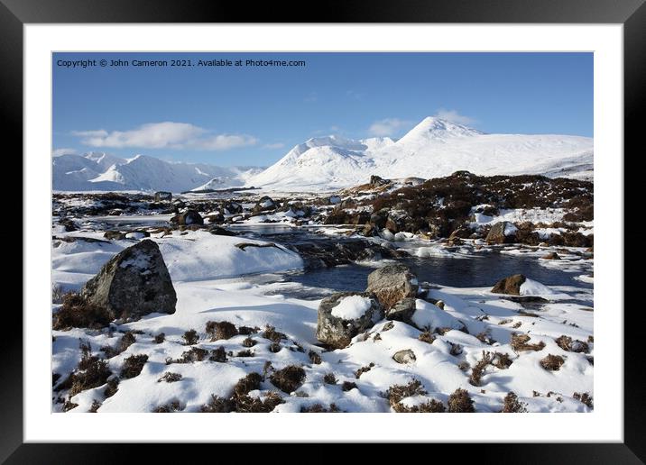 Black Mount on Rannoch Moor in winter. Framed Mounted Print by John Cameron