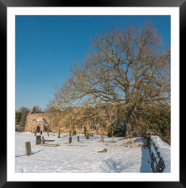 St Mary's Parish Church, Wycliffe in Snow Framed Mounted Print by Richard Laidler