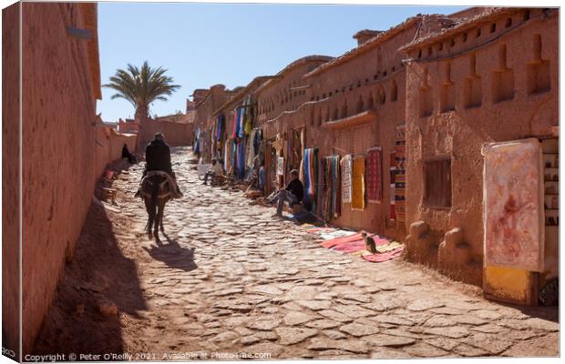 Street Scene, Ait-Ben-Haddou, Morocco Canvas Print by Peter O'Reilly