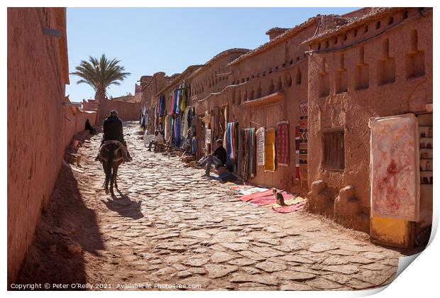 Street Scene, Ait-Ben-Haddou, Morocco Print by Peter O'Reilly