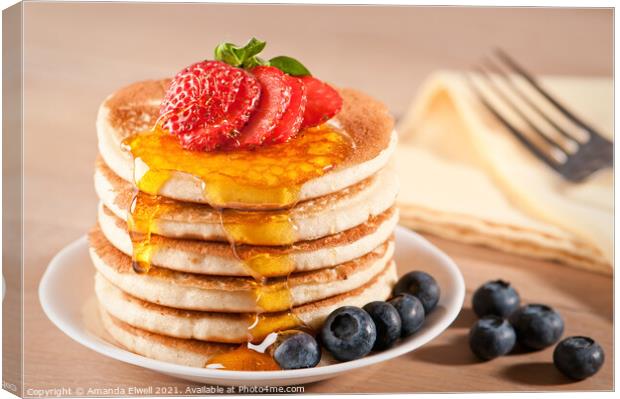Pancakes With Maple Syrup Canvas Print by Amanda Elwell
