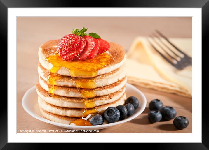Pancakes With Maple Syrup Framed Mounted Print by Amanda Elwell