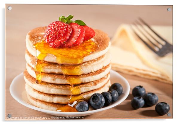Pancakes With Maple Syrup Acrylic by Amanda Elwell