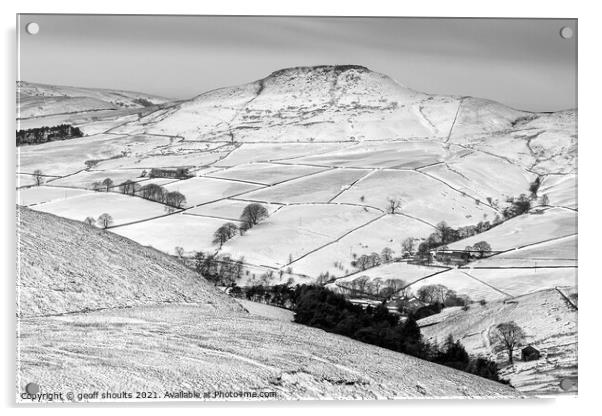 Shutlingsloe, black and white Acrylic by geoff shoults