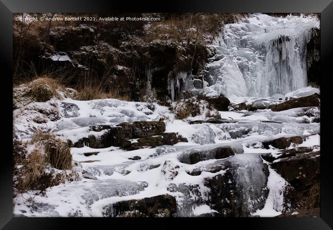 Frozen waterfall at the Brecon Beacons, South Wales, UK. Framed Print by Andrew Bartlett