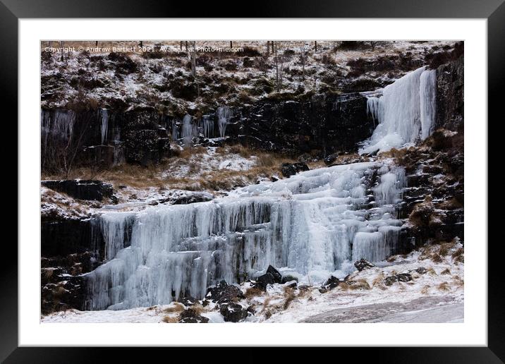 Frozen waterfall at the Brecon Beacons, South Wales, UK. Framed Mounted Print by Andrew Bartlett