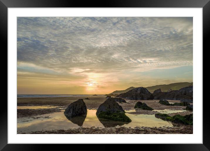 Combesgate Beach, Woolacombe Bay. Framed Mounted Print by Dave Wilkinson North Devon Ph