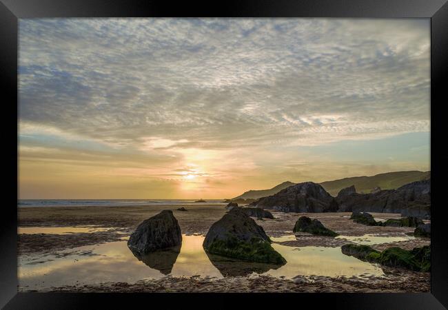 Combesgate Beach, Woolacombe Bay. Framed Print by Dave Wilkinson North Devon Ph