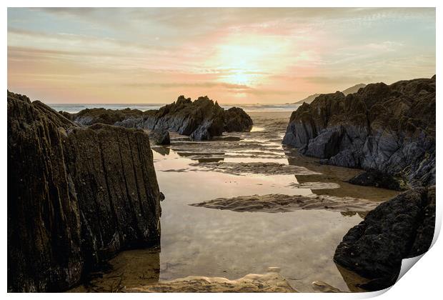 Combesgate Beach, Woolacombe Bay. Print by Dave Wilkinson North Devon Ph