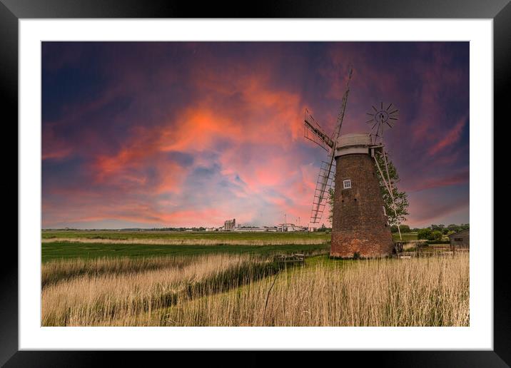 Hardley Windmill norfolk broads Framed Mounted Print by Kevin Snelling